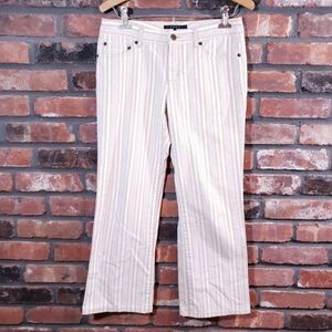 Theory Striped Cropped Straight Leg Cotton Pants